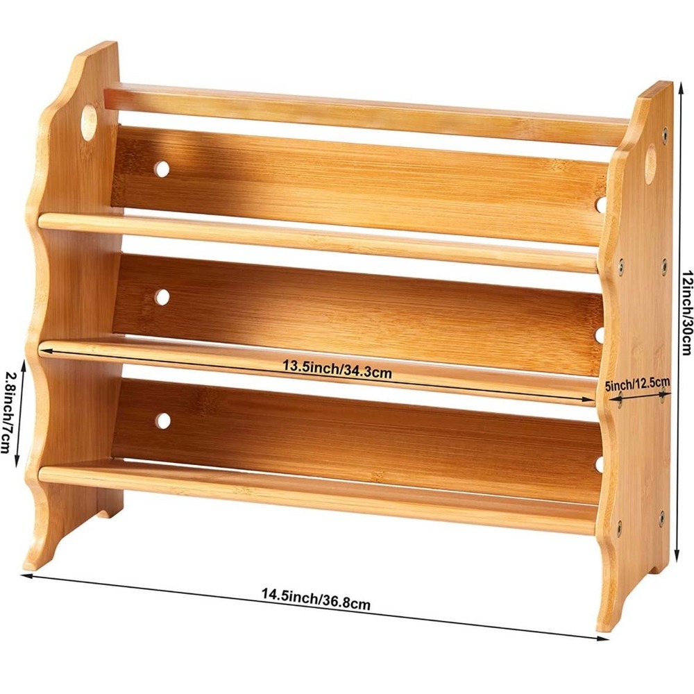 Natural Wood 3 Tier Cabinet Spice Rack